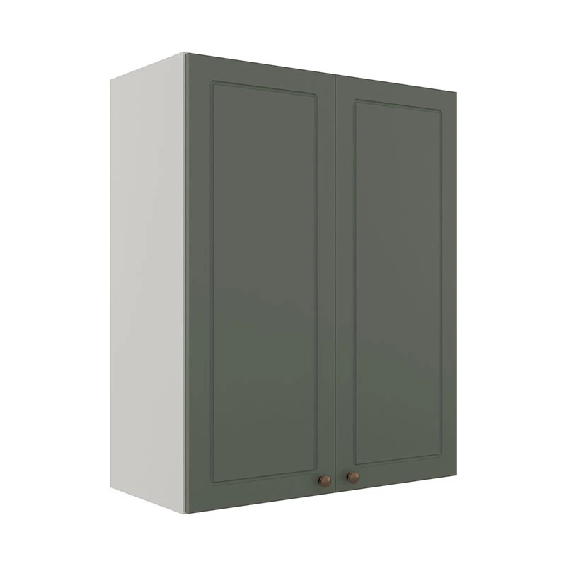 Módulo Armário Aéreo 88x70x34cm 2 Portas 100% MDF Cozinha Provence Robel Branco/Salvia Matte