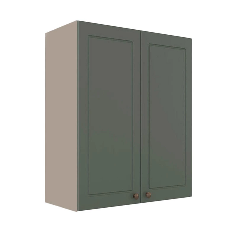 Módulo Armário Aéreo 88x70x34cm 2 Portas 100% MDF Cozinha Provence Robel Fendi/Salvia Matte