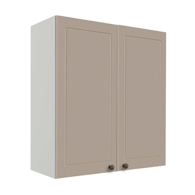 Módulo Armário Aéreo 88x80x34cm 2 Portas 100% MDF Cozinha Provence Robel Branco/Fendi Matte