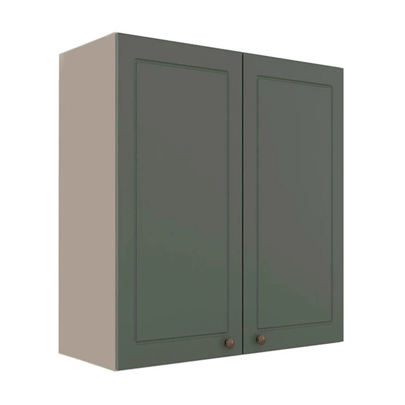 Módulo Armário Aéreo 88x80x34cm 2 Portas 100% MDF Cozinha Provence Robel Fendi/Salvia Matte
