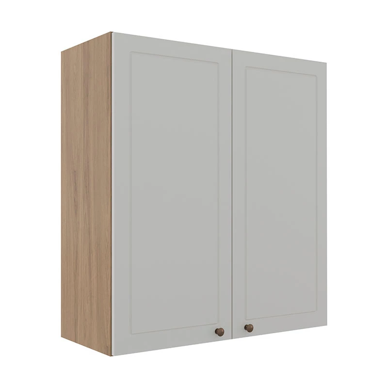Módulo Armário Aéreo 88x80x34cm 2 Portas 100% MDF Cozinha Provence Robel Hanover/Branco Matte