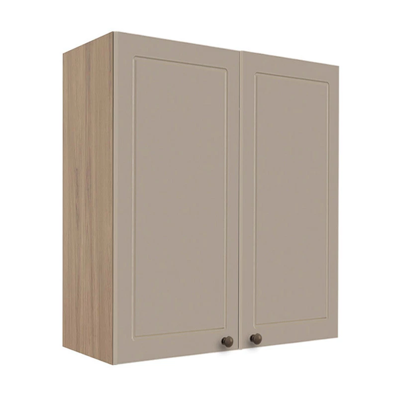 Módulo Armário Aéreo 88x80x34cm 2 Portas 100% MDF Cozinha Provence Robel Hanover/Fendi Matte