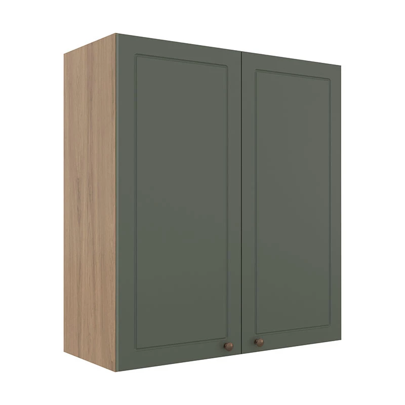 Módulo Armário Aéreo 88x80x34cm 2 Portas 100% MDF Cozinha Provence Robel Hanover/Salvia Matte