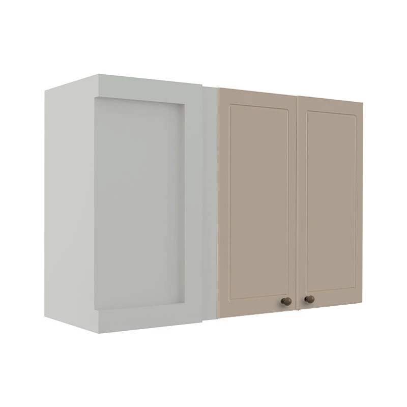 Módulo Armário Aéreo Canto Reto 68x100x34cm 100% MDF Cozinha Provence Robel Branco/Fendi Matte