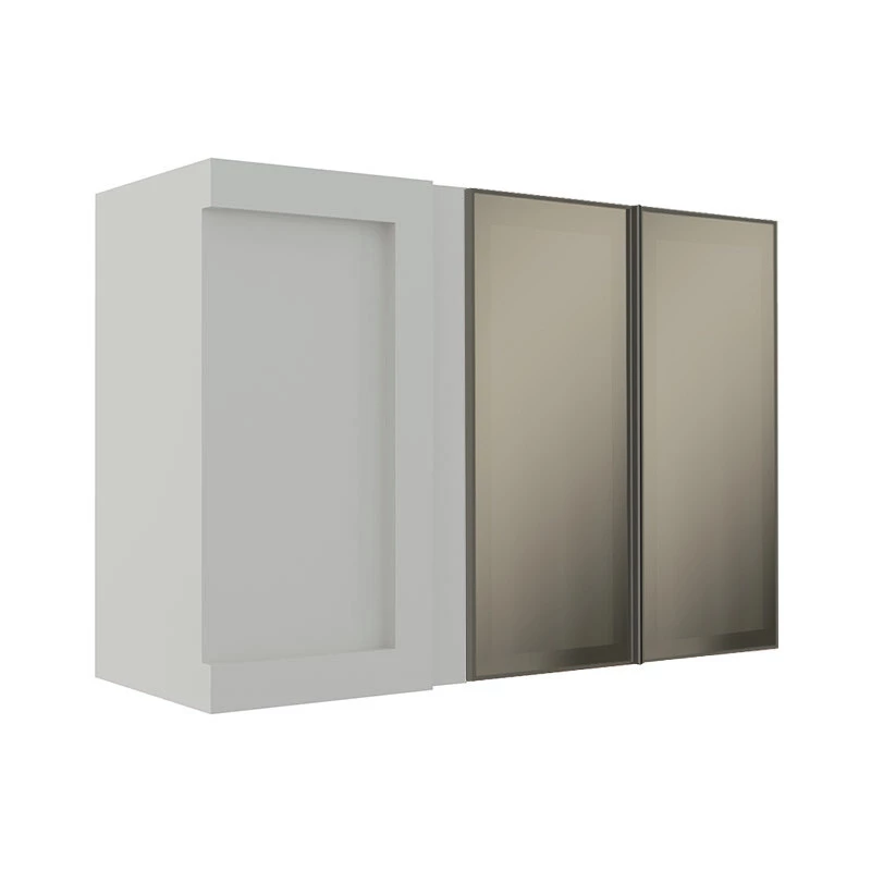 Armário Aéreo Canto Reto 68x100x36 Vidro Reflecta Cozinha Modulada Robel Branco