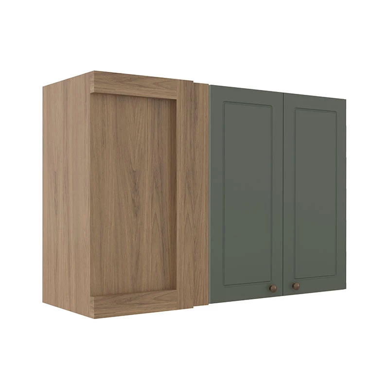 Módulo Armário Aéreo Canto Reto 68x100x34cm 100% MDF Cozinha Provence Robel Hanover/Salvia Matte