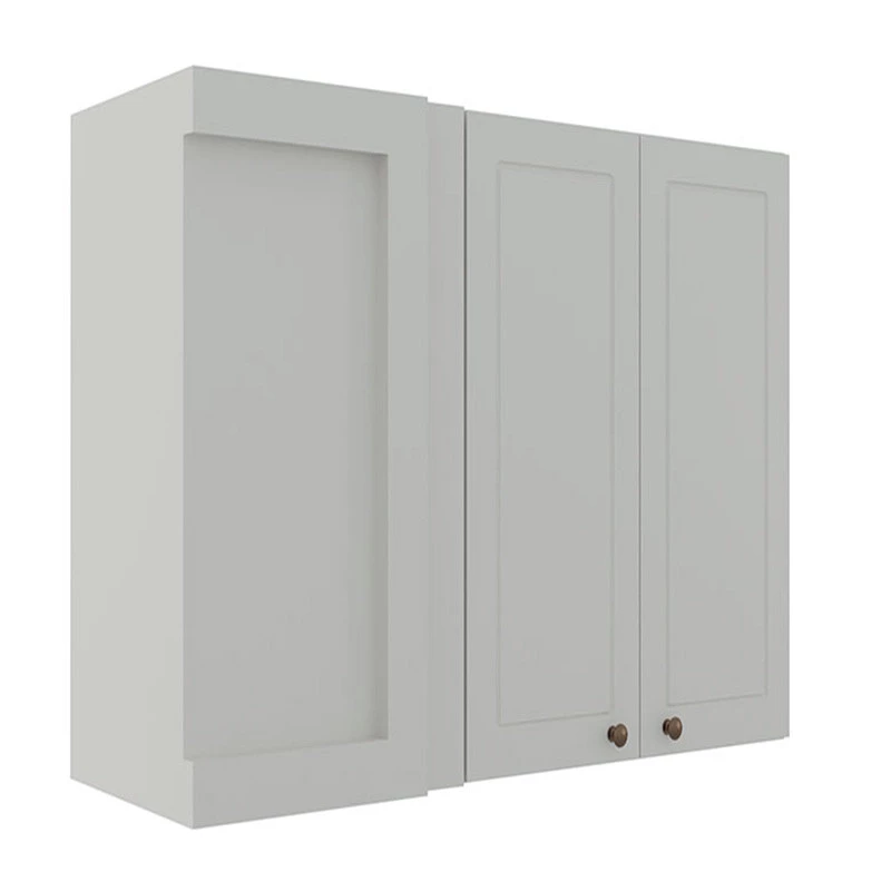 Módulo Armário Aéreo Canto Reto 88x100x34cm 100% MDF Cozinha Provence Robel Branco/Branco Matte