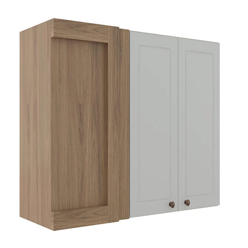 Módulo Armário Aéreo Canto Reto 88x100x34cm 100% MDF Cozinha Provence Robel Hanover/Branco Matte