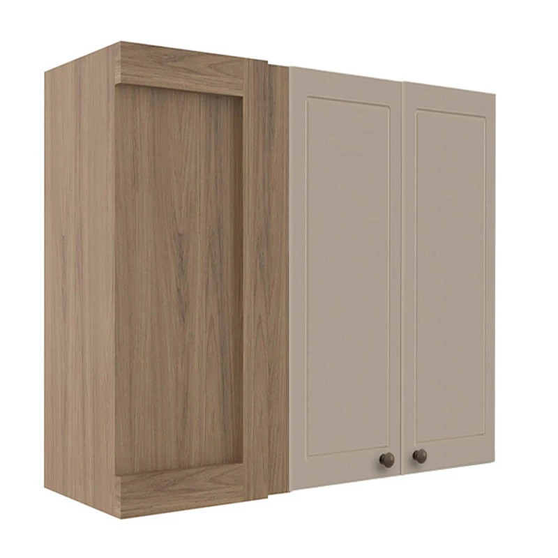 Módulo Armário Aéreo Canto Reto 88x100x34cm 100% MDF Cozinha Provence Robel Hanover/Fendi Matte