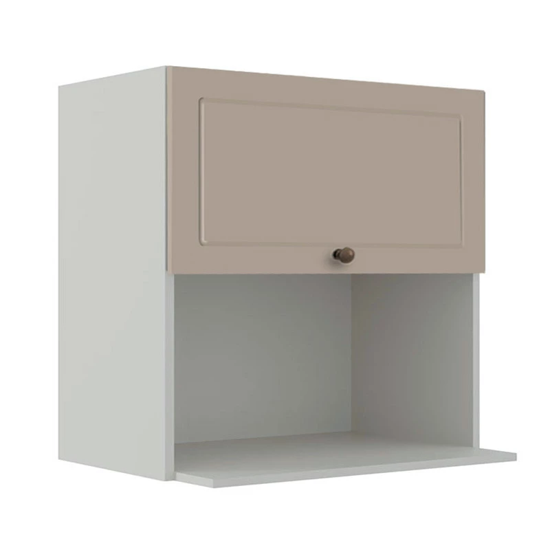 Módulo Armário Aéreo Nicho Micro-Ondas 68x70x43cm 100% MDF Cozinha Provence Robel Branco/Fendi Matte