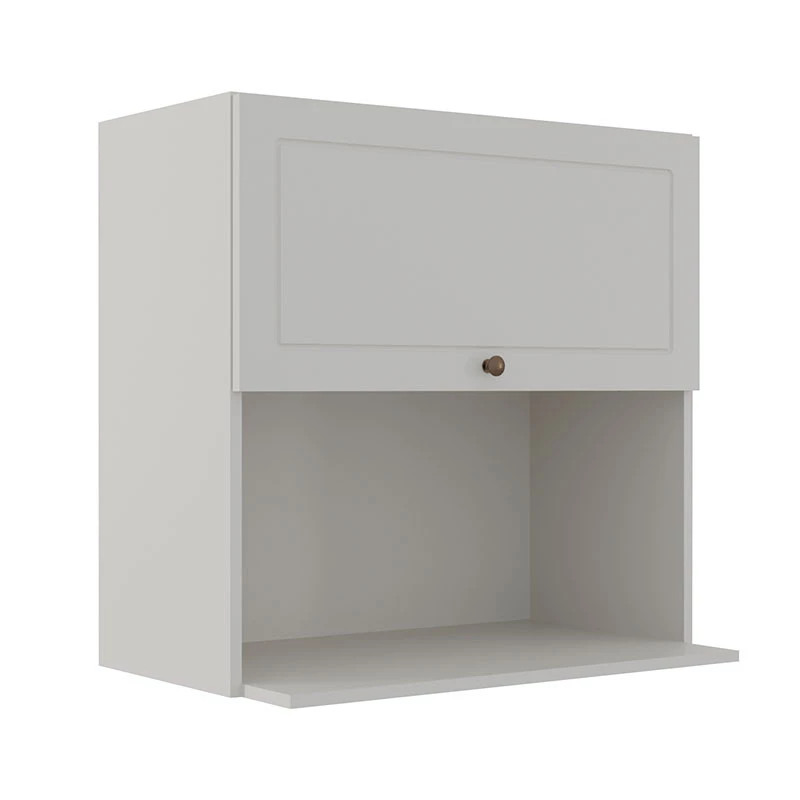 Módulo Armário Aéreo Nicho Micro-Ondas 68x70x43cm 100% MDF Cozinha Provence Robel Branco/Branco Matte