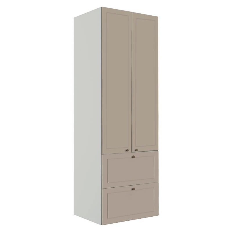 Módulo Paneleiro 172x70x56cm 2 Portas 2 Gavetas 100% MDF Cozinha Provence Robel Branco/Fendi Matte