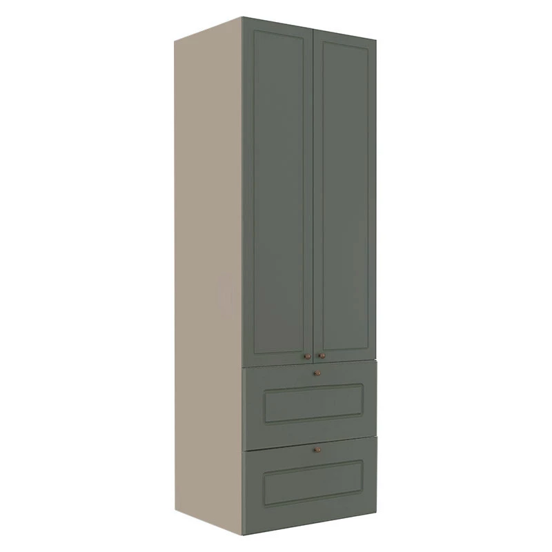 Módulo Paneleiro 172x70x56cm 2 Portas 2 Gavetas 100% MDF Cozinha Provence Robel Fendi/Salvia Matte
