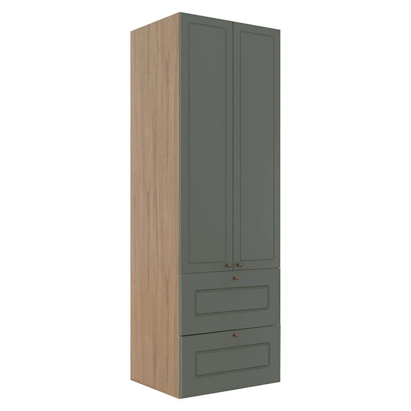 Módulo Paneleiro 172x70x56cm 2 Portas 2 Gavetas 100% MDF Cozinha Provence Robel Hanover/Salvia Matte