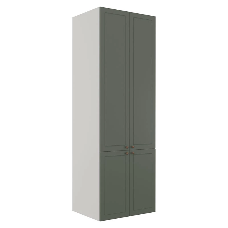 Módulo Paneleiro 208x70x56cm 4 Portas 100% MDF Cozinha Provence Robel Branco/Salvia Matte
