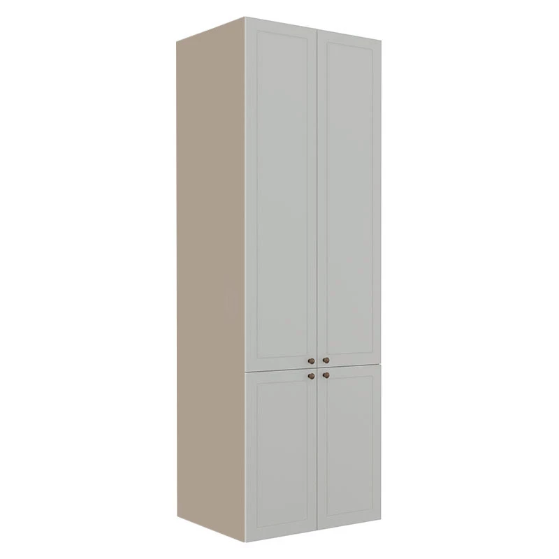 Módulo Paneleiro 208x70x56cm 4 Portas 100% MDF Cozinha Provence Robel Fendi/Branco Matte