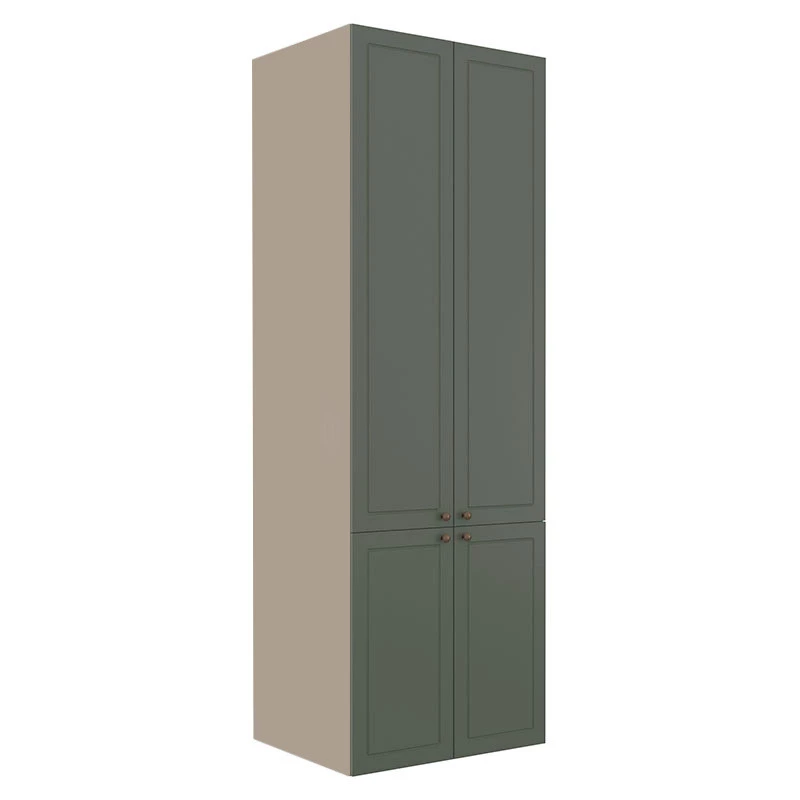 Módulo Paneleiro 208x70x56cm 4 Portas 100% MDF Cozinha Provence Robel Fendi/Salvia Matte