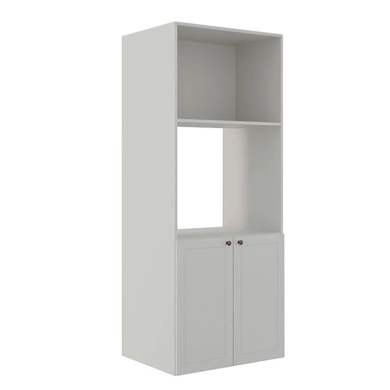 Módulo Torre Quente 172x70x56cm Micro-Ondas Forno 100% MDF Cozinha Provence Robel Branco/Branco Matte