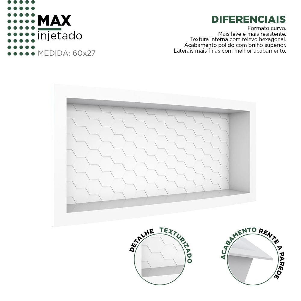 Nicho Para Banheiro 60x27x9.5 Termoplástico Cozimax Branco