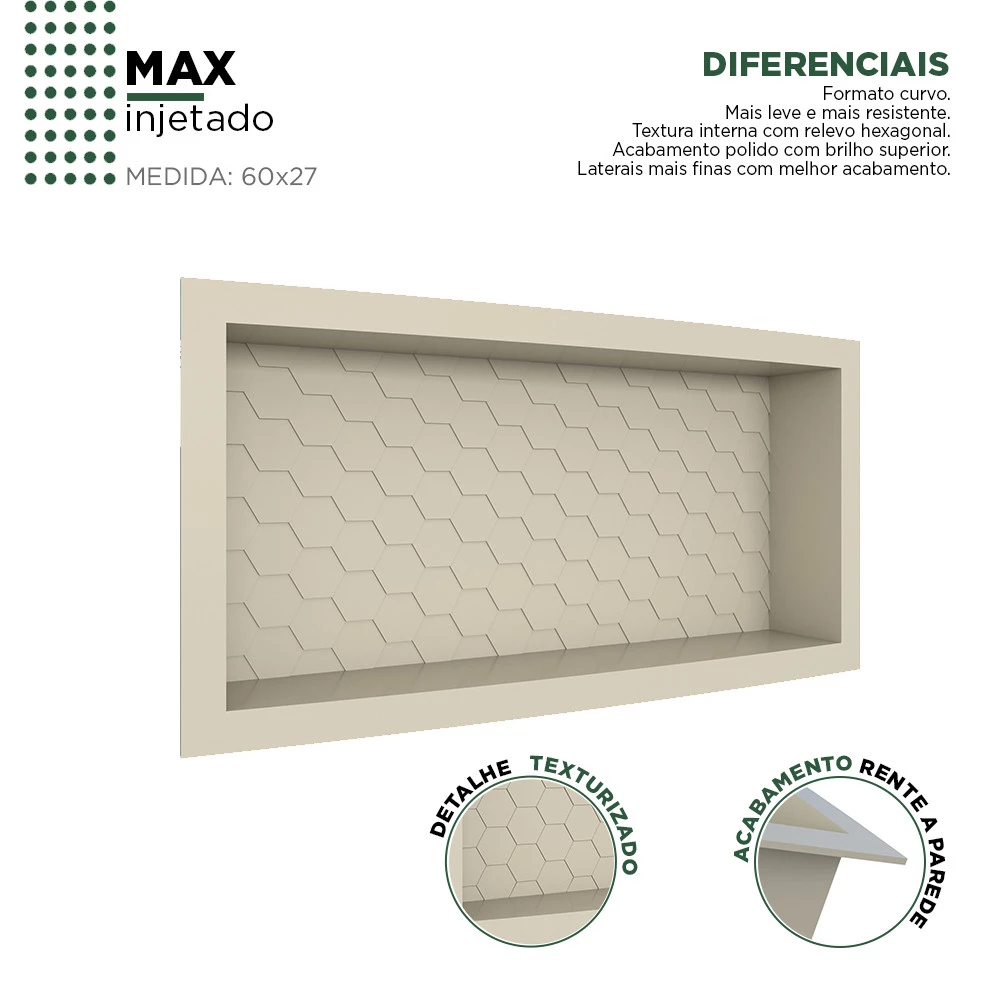 Nicho Para Banheiro 60x27x9.5 Termoplástico Cozimax Bege