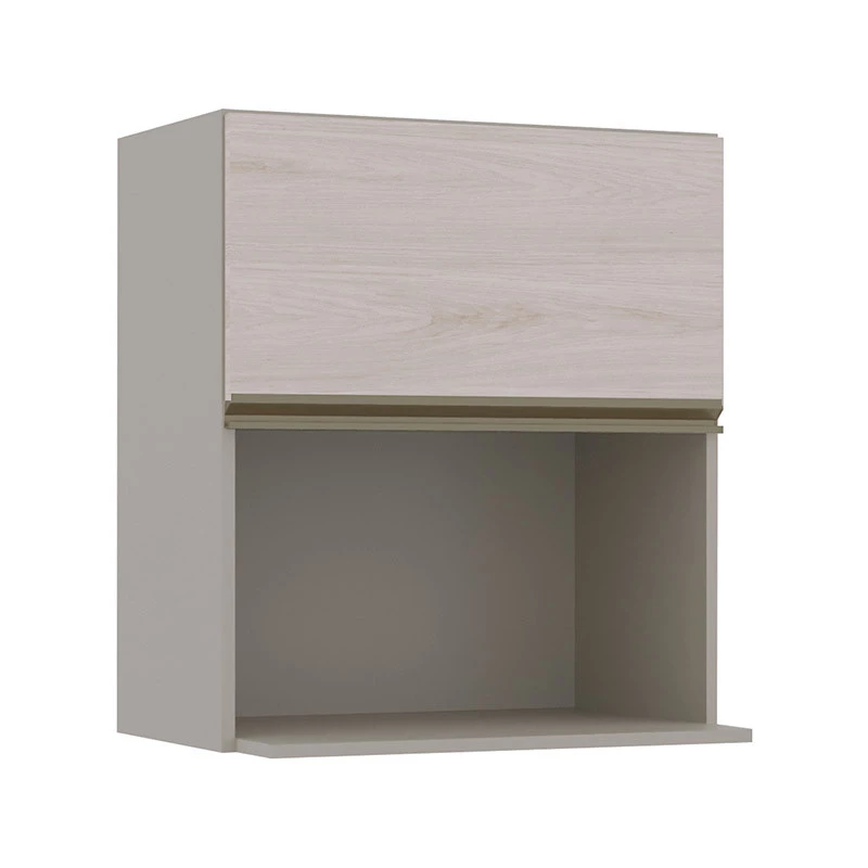 Módulo Armário Aéreo Nicho Micro-Ondas 68x60 100% MDF Cozinha Modulada Gold Robel Fendi/Aspen