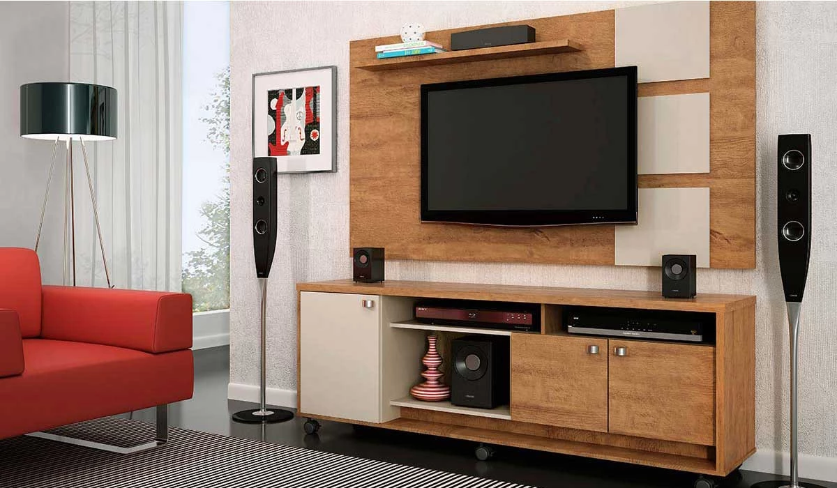 Painel Para TV 55 Polegadas Grécia 1.8 Lukaliam Amêndoa/Off White