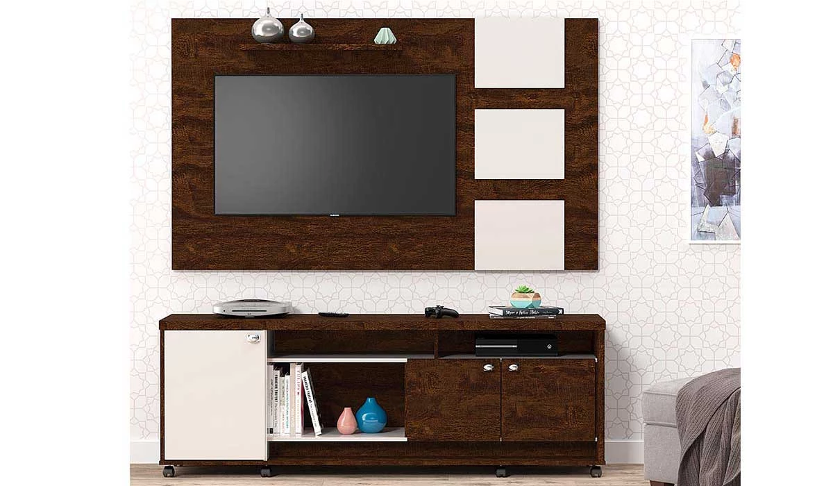 Painel Para TV 55 Polegadas Grécia 1.8 Lukaliam Noce/Off White