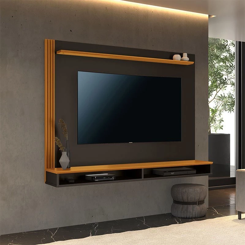 Painel Para TV 55 Polegadas 140cm Davos EDN Preto/Cedro