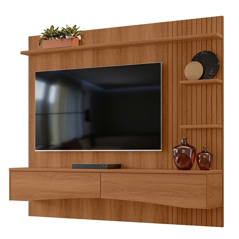 Painel Para TV 65 Polegadas 180cm Europa Lukaliam Jequitiba Ripado