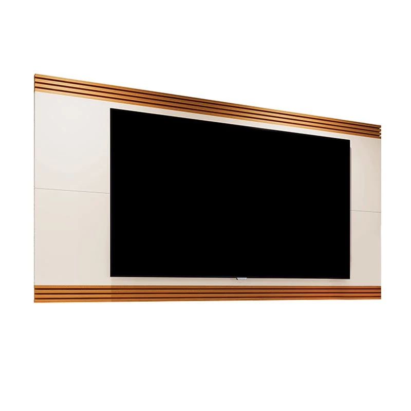Painel Para TV 75 Polegadas Ripado 220cm Brunt EAX Móveis Off White/Cedro