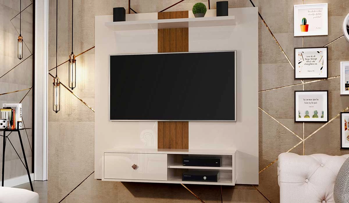 Painel Para TV 50 Polegadas 5024 JB Bechara Pérola/Caramelo