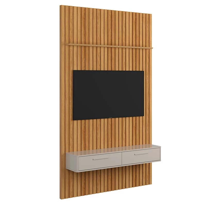 Painel Ripado Bali 148cm x 250cm TV 65 Polegadas Bancada Bali 1.5 Lukaliam Freijo/Off White