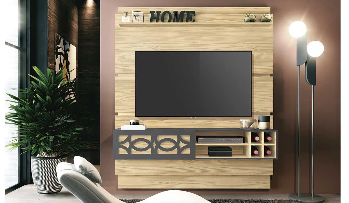 Painel Para TV até 60 Zurique EDN Pinus/Grafite