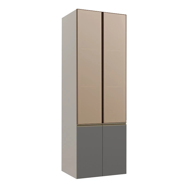 Módulo Paneleiro 70cm Com Vidro Reflecta 100% MDF Cozinha Modulada Gold Robel Fendi/Cinza/Reflecta
