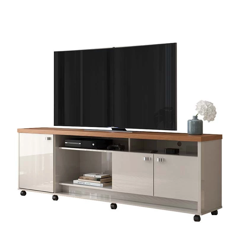 Rack Bancada Para TV 65 Polegadas Dallas 1.8 Lukaliam Off White Perolizado/Jequitiba