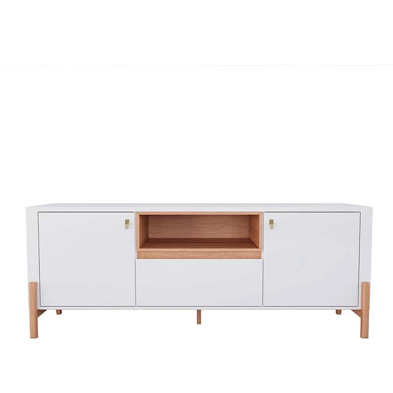 Rack Bancada Sala 183cm Para TV 75 Polegadas Gliss 1.83 Lukaliam Off White/Jequitiba