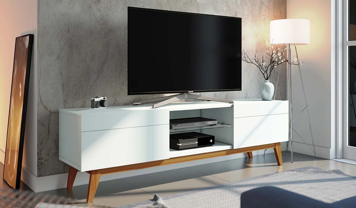 Rack Para Sala TV 65 Polegadas Classic 2G 1.8 Imcal Branco