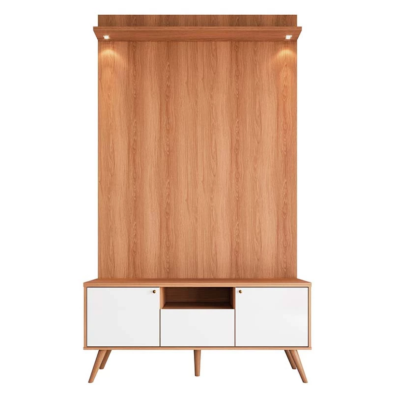Rack Com Painel 136cm Para TV 55 Polegadas River 1.36 Lukaliam Jequitiba/Off White