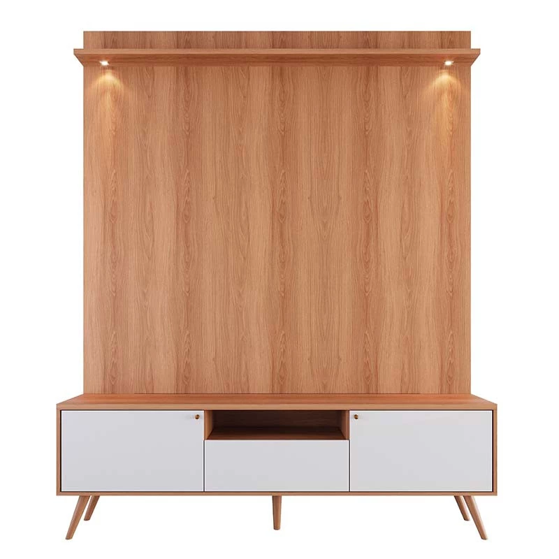 Rack Com Painel 183cm Para TV 70 Polegadas River 1.83 Lukaliam Jequitiba/Off White