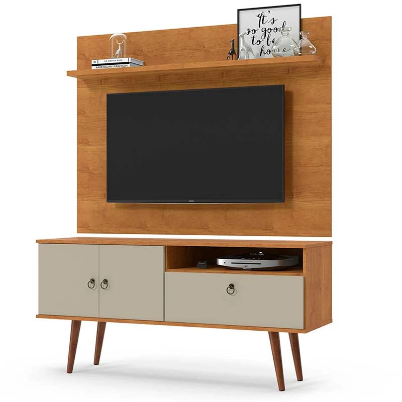 Rack com Painel 137cm Para TV 46 Polegadas Topázio Patrimar Cinamomo/Off White