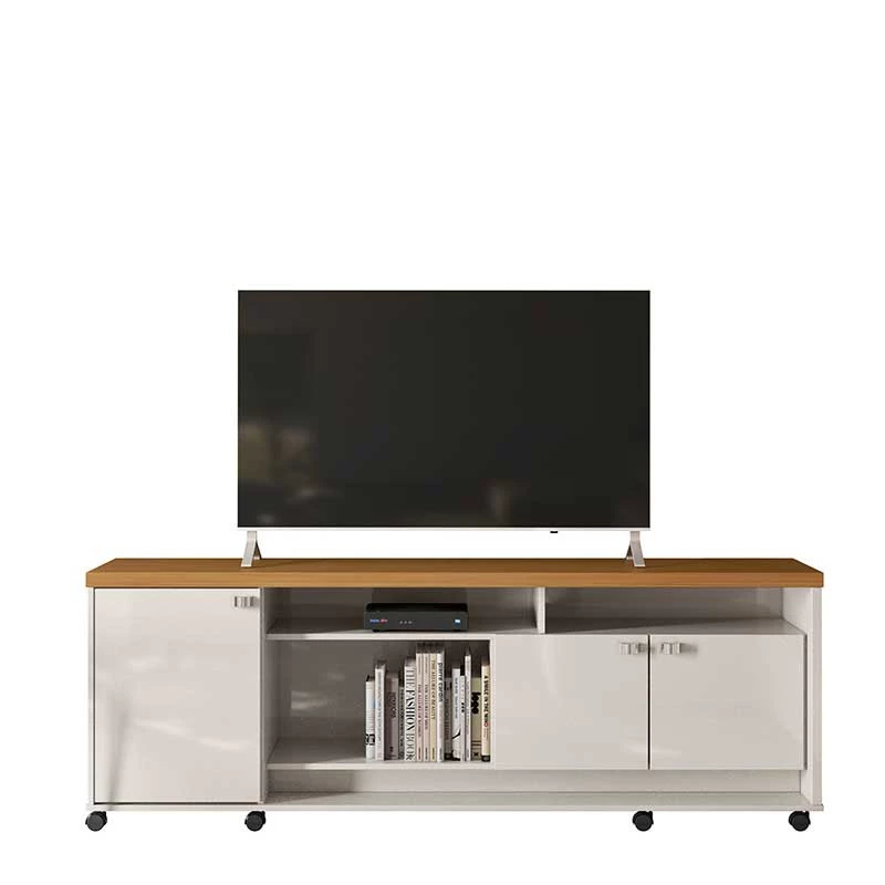 Rack Bancada Para TV 65 Polegadas Dallas 1.8 Lukaliam Off White/Tauari