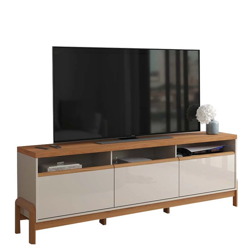 Rack Bancada Sala 190cm Para TV 75 Polegadas Elegance 1.90 Lukaliam Off White/Jequitiba