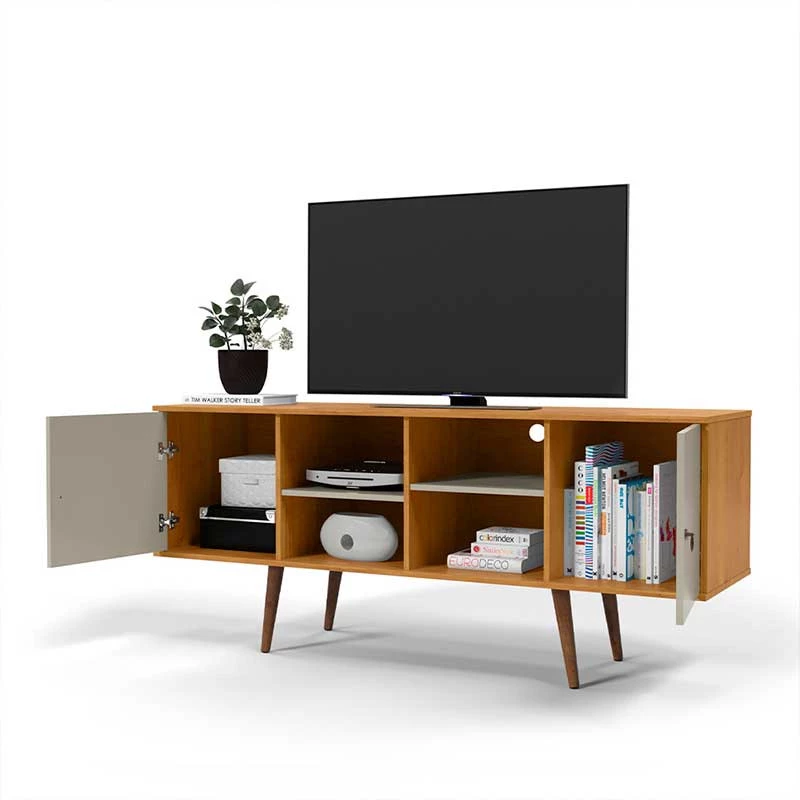 Rack Retrô Para TV 65 Polegadas 160cm Estrela Patrimar Cinamomo/Off White