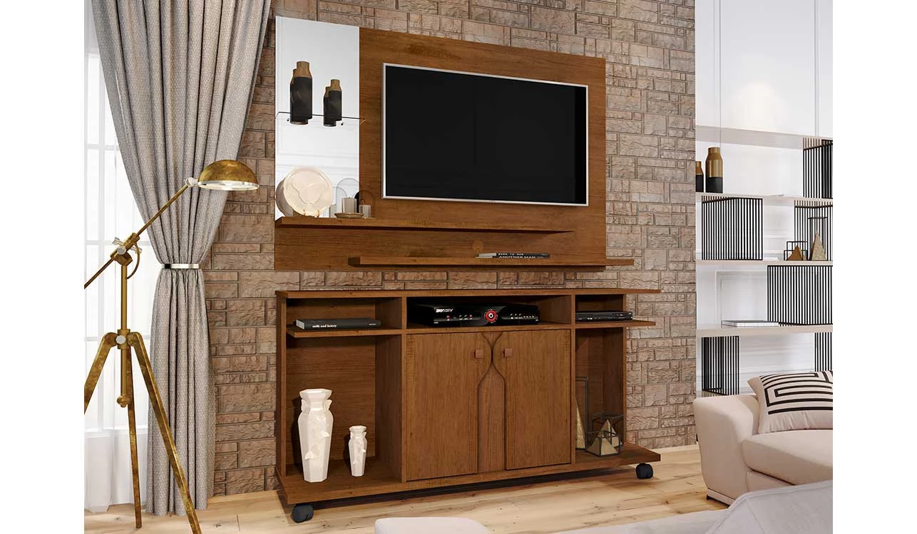 Painel Para TV 42 com Espelho 5008 JB Bechara Caramelo