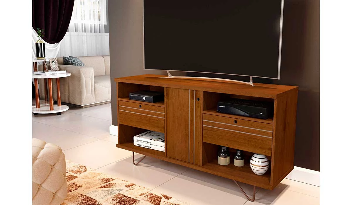 Rack Bancada Para TV 55 Polegadas 5353 JB Bechara Caramelo