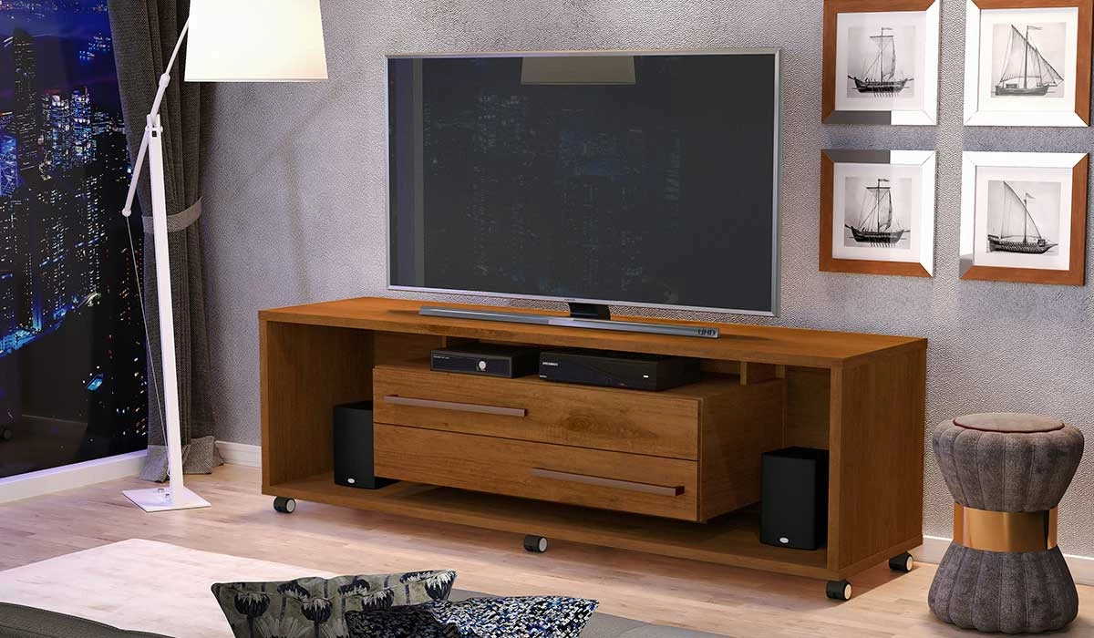 Rack Bancada Para TV 55 Polegadas 5522 JB Bechara Caramelo