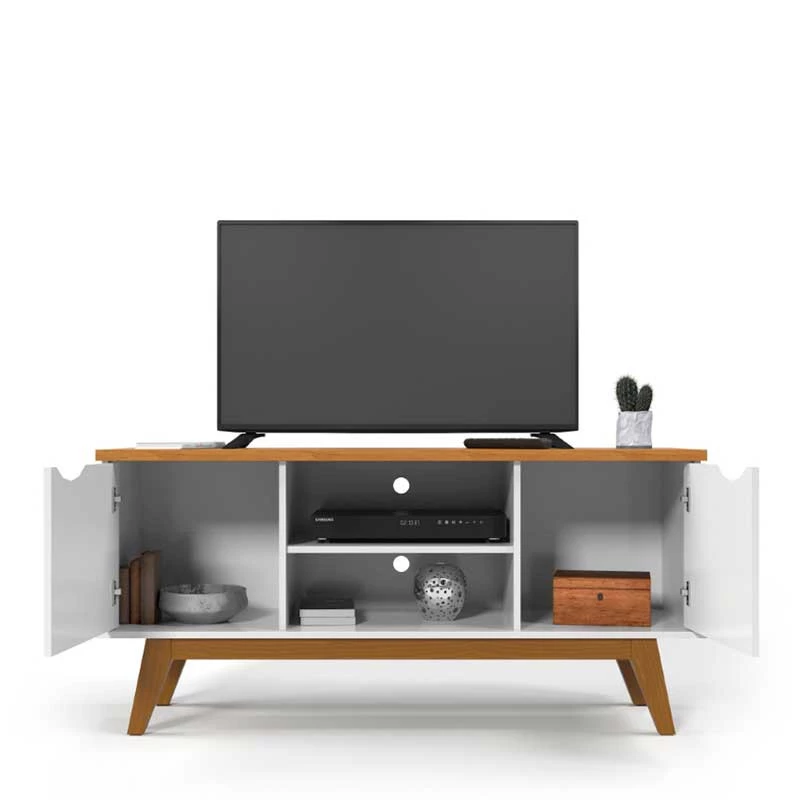 Rack Para TV Sala 55 Polegadas 140cm Prism 1.4 Patrimar Branco/Cinamomo