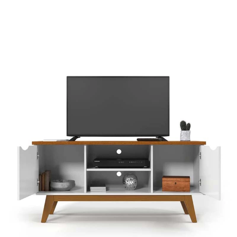 Rack Para TV Sala 55 Polegadas 140cm Prism 1.4 Patrimar Branco/Cumaru