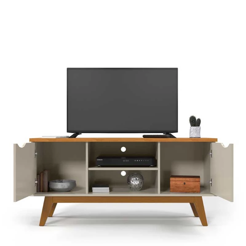 Rack Para TV Sala 55 Polegadas 140cm Prism 1.4 Patrimar Off White/Cinamomo