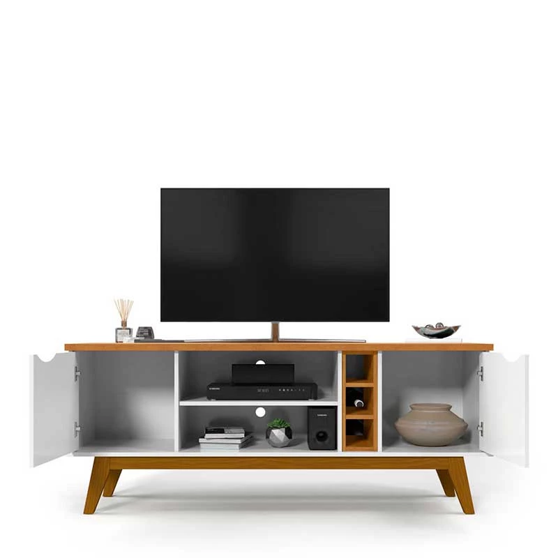 Rack Para TV Sala 65 Polegadas 160cm Prism 1.6 Patrimar Branco/Cinamomo